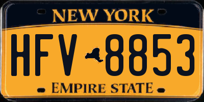NY license plate HFV8853