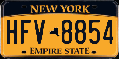 NY license plate HFV8854