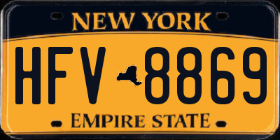NY license plate HFV8869