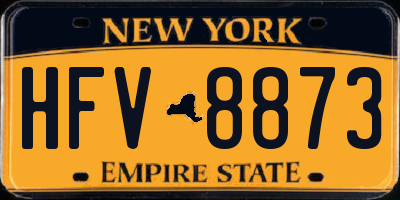 NY license plate HFV8873