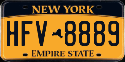NY license plate HFV8889