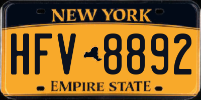 NY license plate HFV8892