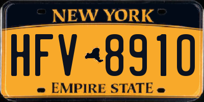 NY license plate HFV8910