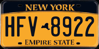 NY license plate HFV8922