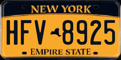 NY license plate HFV8925