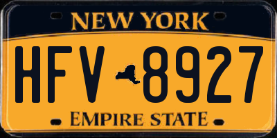 NY license plate HFV8927