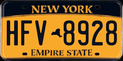 NY license plate HFV8928