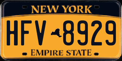 NY license plate HFV8929