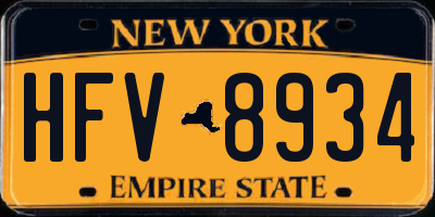 NY license plate HFV8934