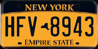 NY license plate HFV8943