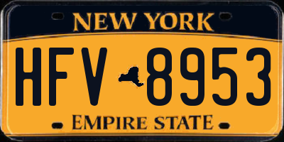 NY license plate HFV8953