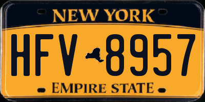 NY license plate HFV8957