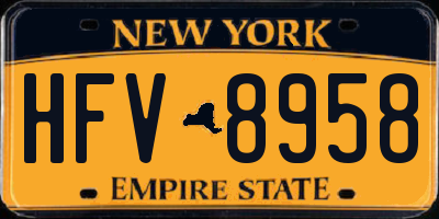 NY license plate HFV8958