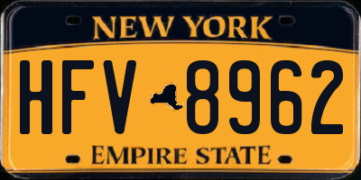 NY license plate HFV8962