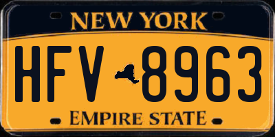 NY license plate HFV8963