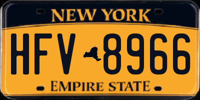 NY license plate HFV8966