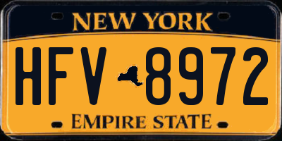 NY license plate HFV8972