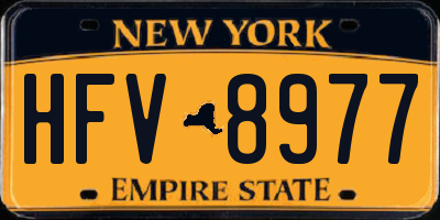 NY license plate HFV8977