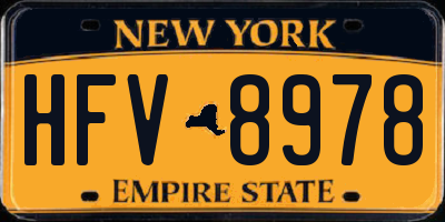 NY license plate HFV8978