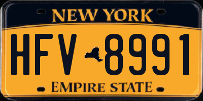 NY license plate HFV8991
