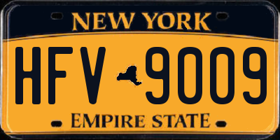 NY license plate HFV9009