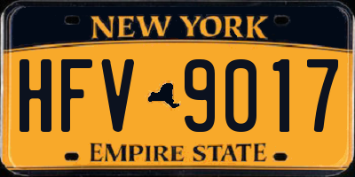 NY license plate HFV9017