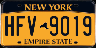 NY license plate HFV9019