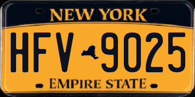 NY license plate HFV9025