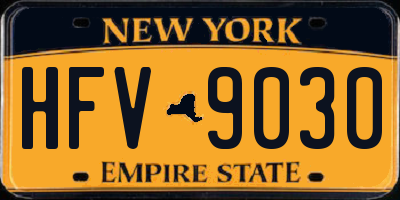 NY license plate HFV9030