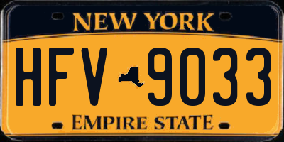 NY license plate HFV9033