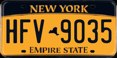 NY license plate HFV9035