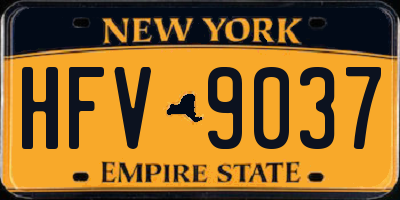 NY license plate HFV9037
