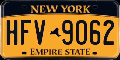NY license plate HFV9062