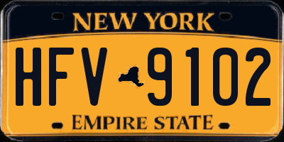 NY license plate HFV9102