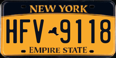 NY license plate HFV9118