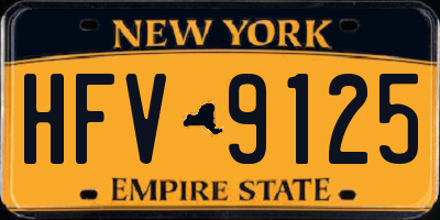 NY license plate HFV9125