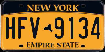 NY license plate HFV9134