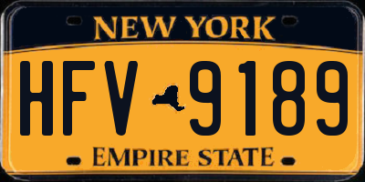 NY license plate HFV9189