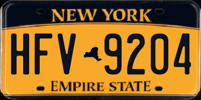 NY license plate HFV9204