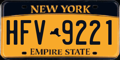 NY license plate HFV9221