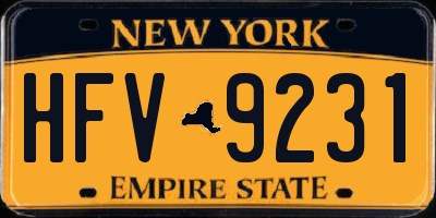 NY license plate HFV9231