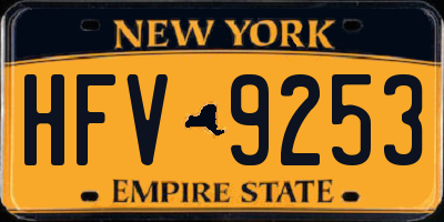 NY license plate HFV9253
