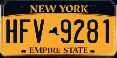 NY license plate HFV9281