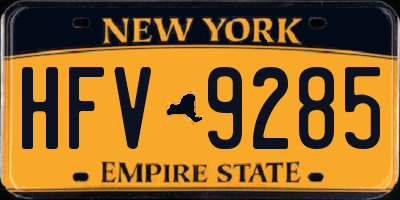 NY license plate HFV9285