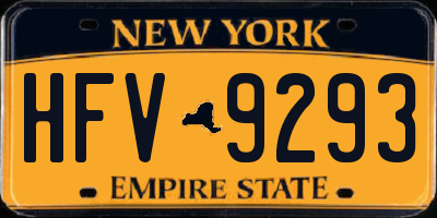 NY license plate HFV9293