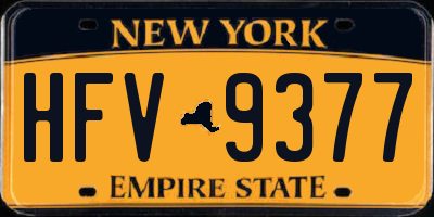 NY license plate HFV9377