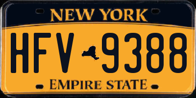 NY license plate HFV9388