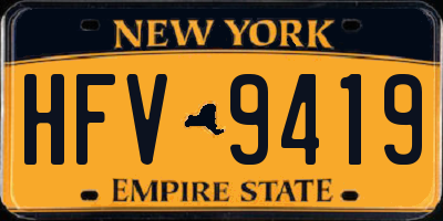 NY license plate HFV9419
