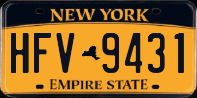 NY license plate HFV9431