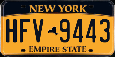 NY license plate HFV9443